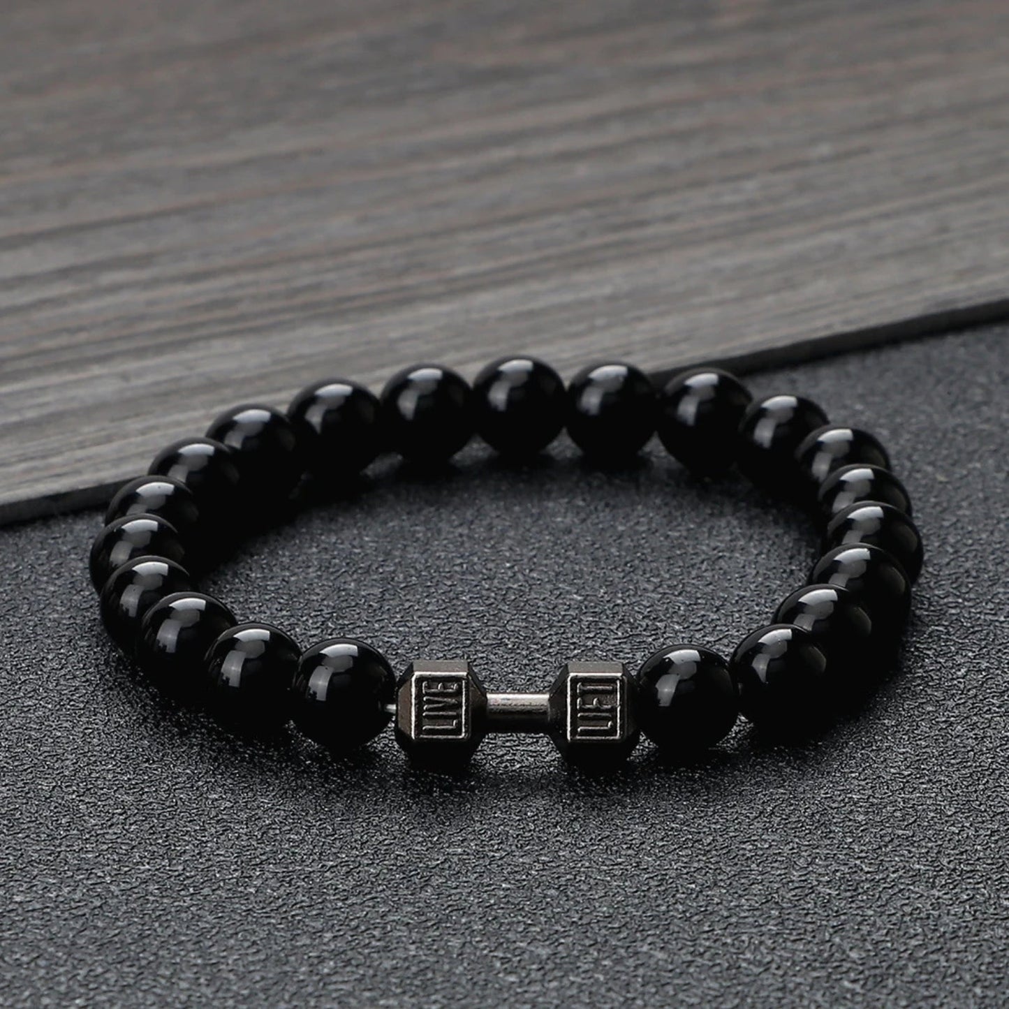 Dumbbell Charm Bead Bracelet