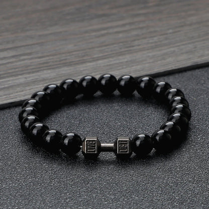 Dumbbell Charm Bead Bracelet