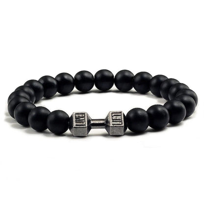 Dumbbell Charm Bead Bracelet