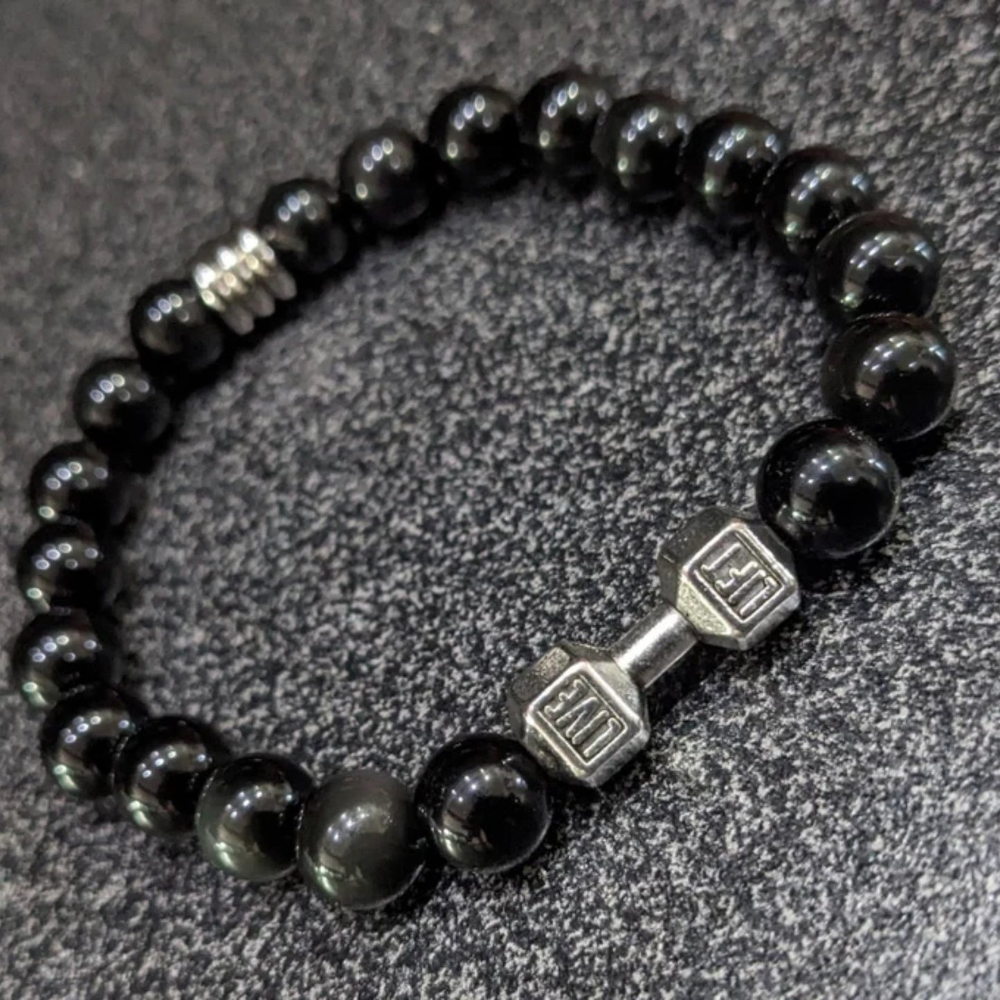 Dumbbell Charm Bead Bracelet