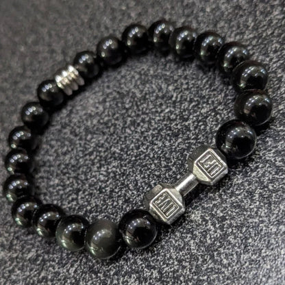 Dumbbell Charm Bead Bracelet
