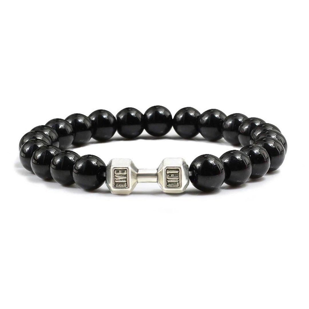 Dumbbell Charm Bead Bracelet