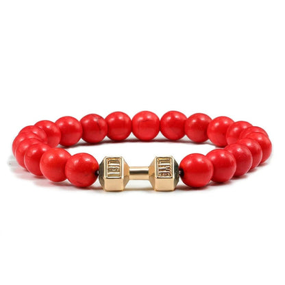 Dumbbell Charm Bead Bracelet