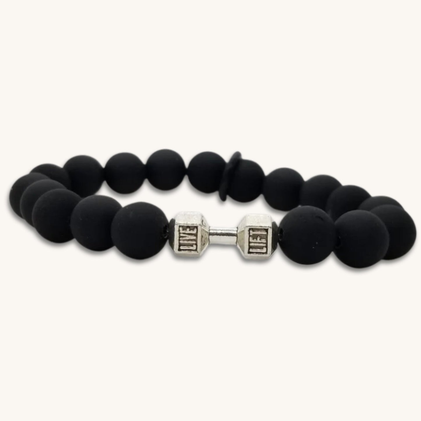 Dumbbell Charm Bead Bracelet