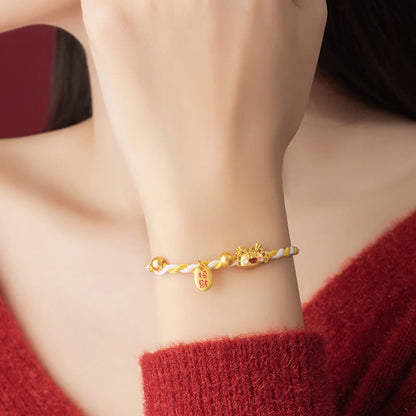 Buddha Stones 925 Sterling Silver Year Of The Dragon Dumpling Design Attract Fortune Luck Braided Bracelet