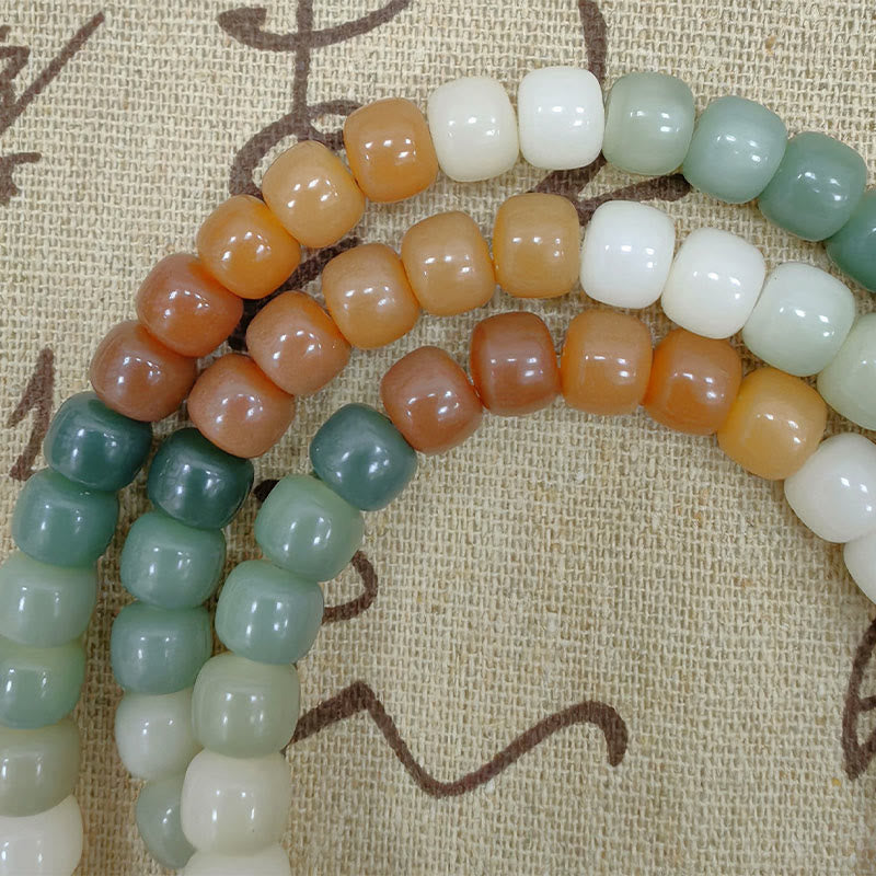 Buddha Stones 108 Mala-Perlen Farbverlauf Bodhi Seed Grüne Tara Buddha Gravur Peace Harmony Armband