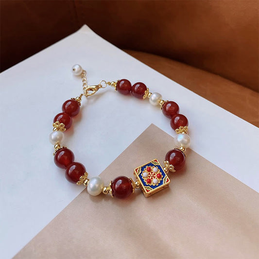 Buddha Stones Armband mit roter Achatperle, Selbstvertrauen und Selbstakzeptanz 