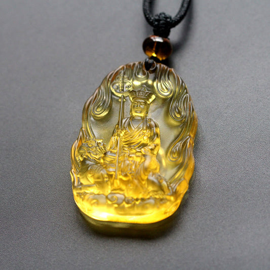 Collar con colgante de amuleto de serenidad de cristal de Buda Liuli de piedras de Buda Ksitigarbha