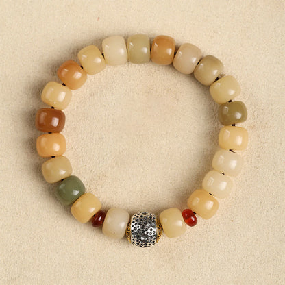 Pulsera de sabiduría Om Mani Padme Hum con semillas de Bodhi naturales de Buda y el Señor del Bosque Cadáver