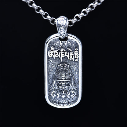 Collar con colgante de la paz Om Mani Padme Hum de la diosa de la riqueza de Zakiram en plata de ley 925 con piedras de Buda