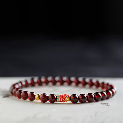 Buddha Stones 999 Gold Koi Fisch Natur Granat Schutzarmband