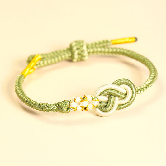 Pulsera de ocho hilos con nudo de la paz y flor de durazno, hecha a mano con piedras de Buda, para la buena suerte 