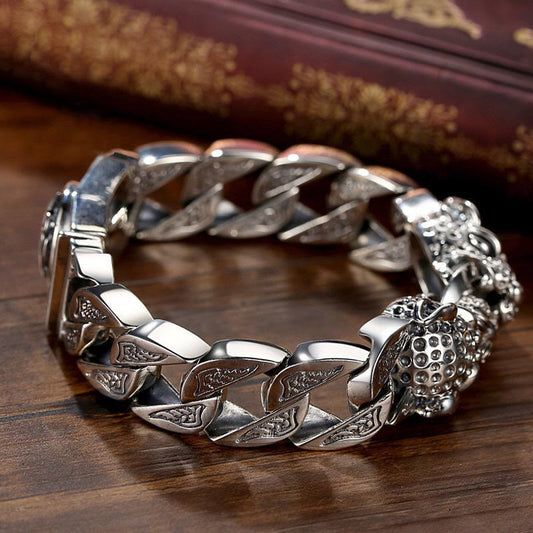 Pulsera de cadena de equilibrio curativa con diseño de leopardo y piedras de Buda