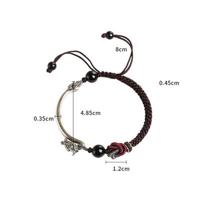Buddha Stones 925 Sterling Silver Auspicious Dragon Success Handcrafted Braided Bracelet