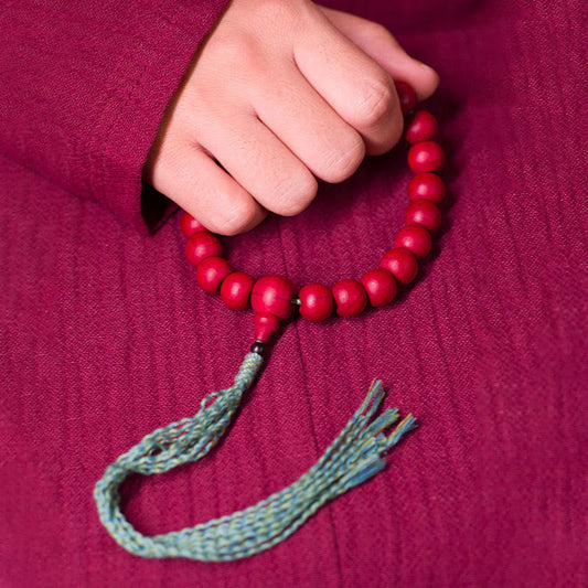 Mala de muñeca de madera de Abelia Biflora con piedras de Buda que aleja los malos espíritus