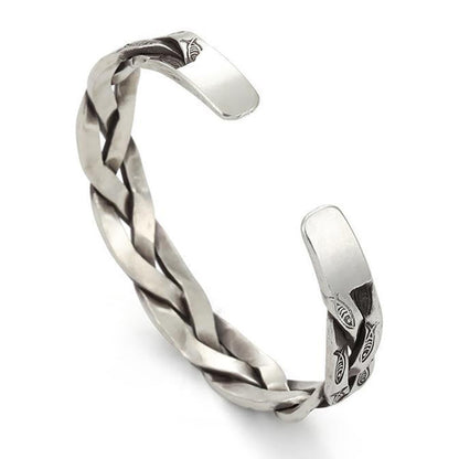 Brazalete con diseño retorcido de pez koi y piedras de Buda para la suerte y la riqueza