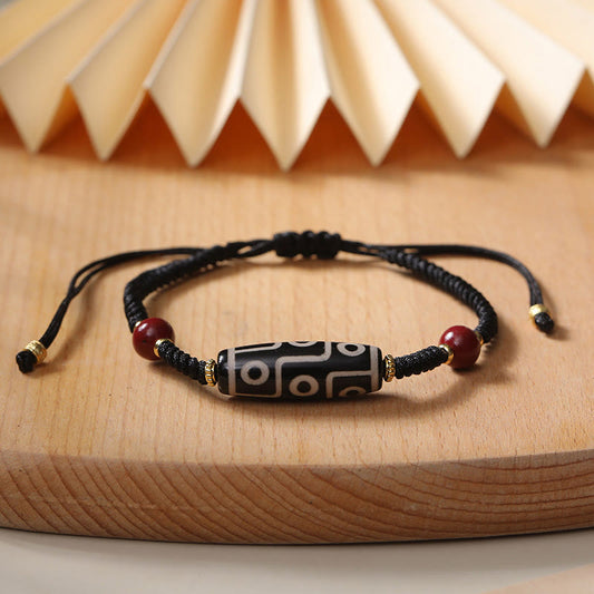 Pulsera de protección con cuentas Dzi tibetanas de nueve ojos, hecha a mano con piedras de Buda