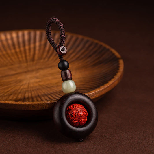 Llavero con piedras de Buda del Tíbet, Om Mani Padme Hum PiXiu, moneda de cobre, hoja pequeña, sándalo rojo, cinabrio y protección.