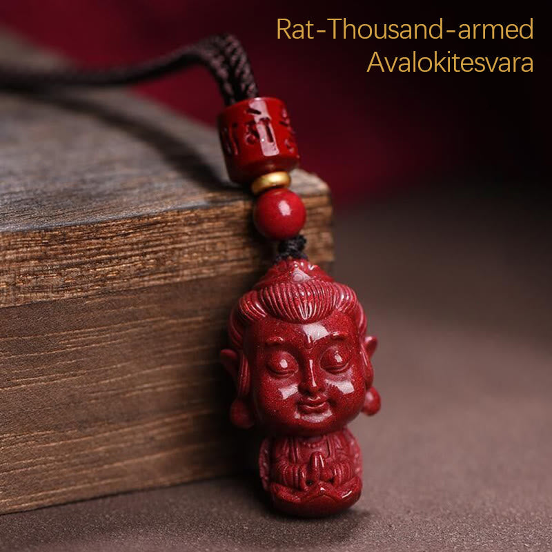 Collar con colgante de cinabrio natural con piedras de Buda del zodíaco chino para alejar los malos espíritus.