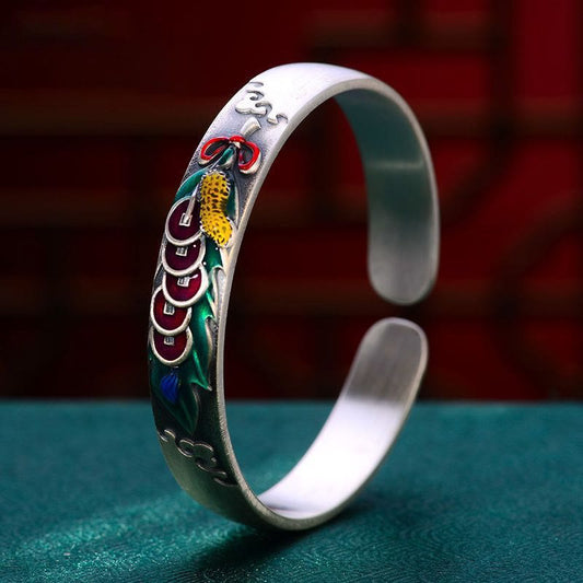 Buddha-Steine ​​Feng Shui Fünf Kaiser Münzen Erdnuss Reichtum Armband Armreif 