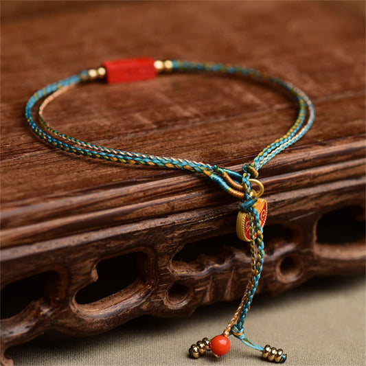 Buddha Stones Handgefertigtes Zinnober-As-One-Wishes-Segensgeflecht-Doppelschicht-Armband