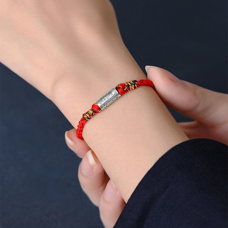 Pulsera tobillera de protección y fuerza con diseño "Todo va bien" de Buddha Stones, hecha a mano en plata de ley 925. 