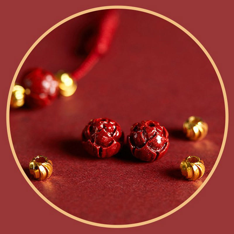 Pulsera trenzada con bendición de paz y cinabrio de loto hecha a mano con piedras de Buda