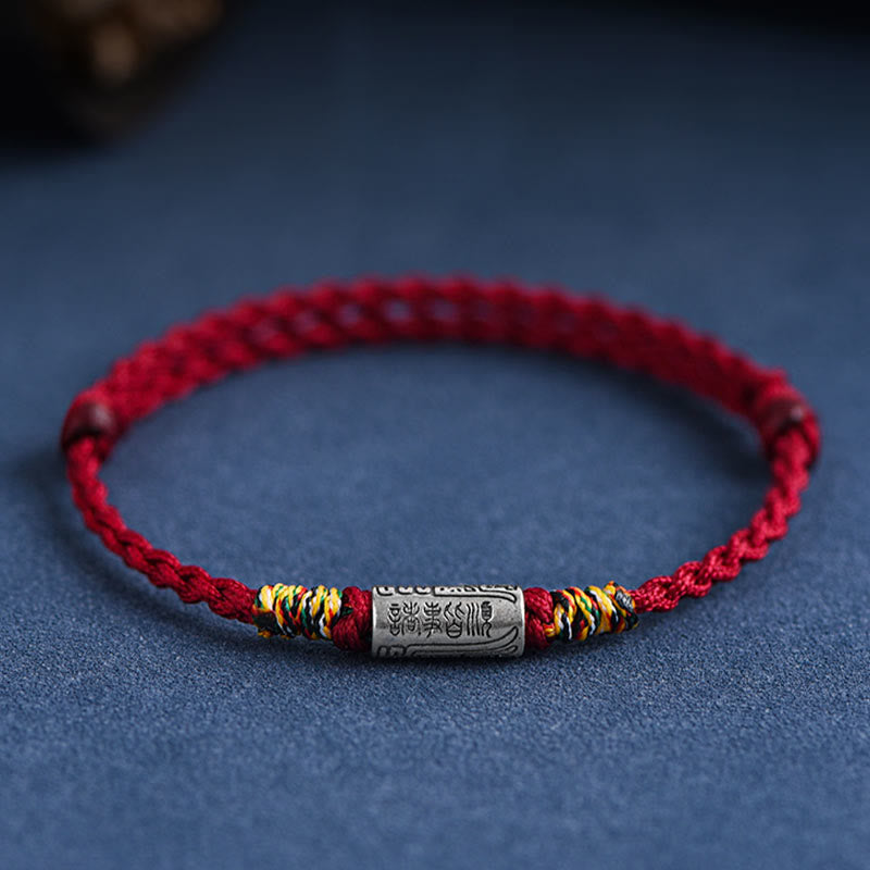 Pulsera tobillera de protección y fuerza con diseño "Todo va bien" de Buddha Stones, hecha a mano en plata de ley 925. 