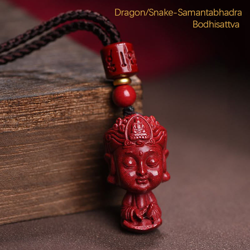 Buddha Stones Chinese Zodiac Natal Buddha Natural Cinnabar Amulet Keep Away Evil Spirits Necklace Pendant - Touch Bling