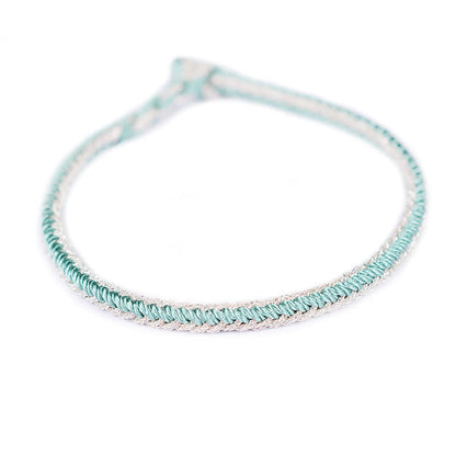 Pulsera de nudo de la paz de ocho hilos hecha a mano con cuerda bicolor de piedras de Buda