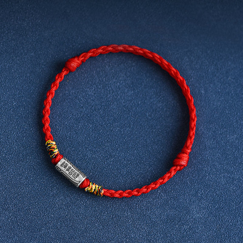 Pulsera tobillera de protección y fuerza con diseño "Todo va bien" de Buddha Stones, hecha a mano en plata de ley 925. 