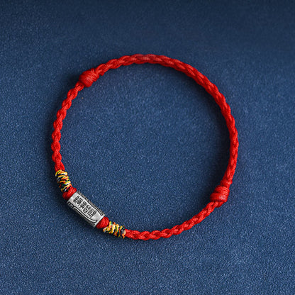 Pulsera tobillera de protección y fuerza con diseño "Todo va bien" de Buddha Stones, hecha a mano en plata de ley 925. 