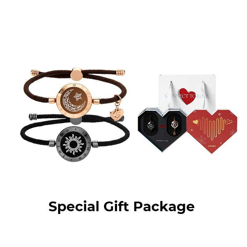 [Valentine's Day White Gift Packaging]Sun&Moon Touch Bracelets with Milan Rope (Black+Brown)