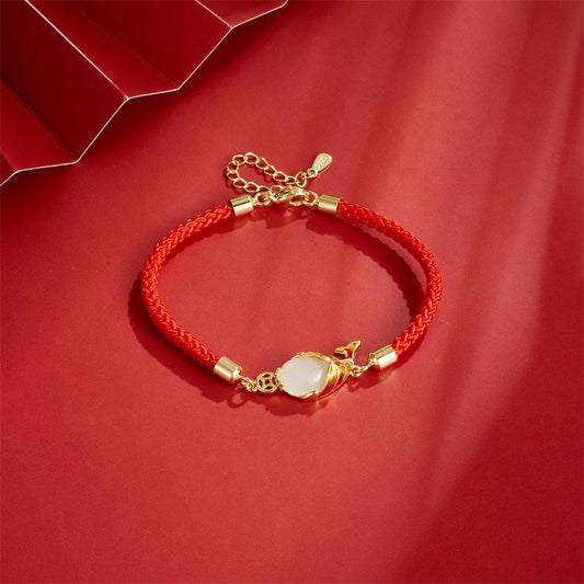 Pulsera, collar y colgante con piedras de Buda, calcedonia, suerte y peces koi.