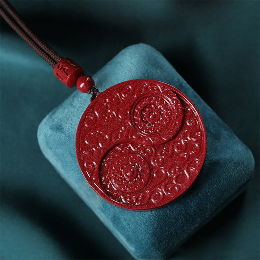 Collar con colgante de cinabrio con piedras de Buda y Yin Yang que aleja los malos espíritus. 