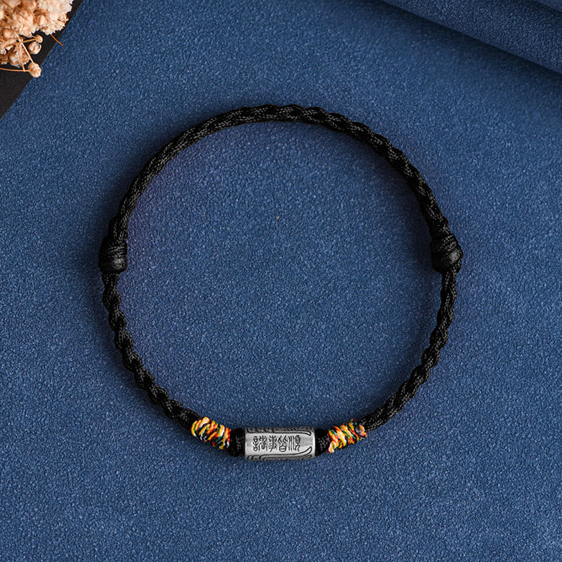 Pulsera tobillera de protección y fuerza con diseño "Todo va bien" de Buddha Stones, hecha a mano en plata de ley 925. 