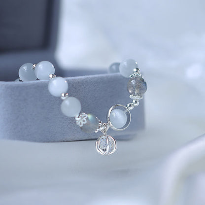 Buddha Stones Katzenauge Mondstein Fu Charakter Ball Charm Support Armband