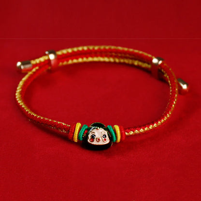 Buddha-Steine, buntes Seil, Zongzi-Muster, Fu-Charakter, Glück, handgefertigtes Armband 