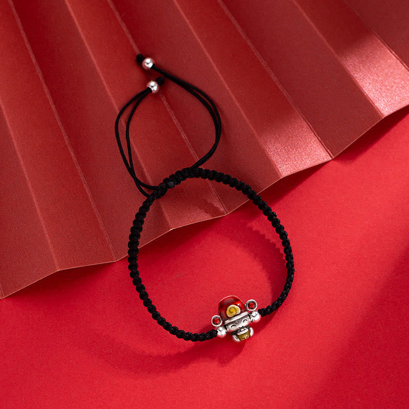 Buddha-Steine, Gott des Reichtums, handgefertigt, Faden, Glück, Stärke, geflochtenes Armband 
