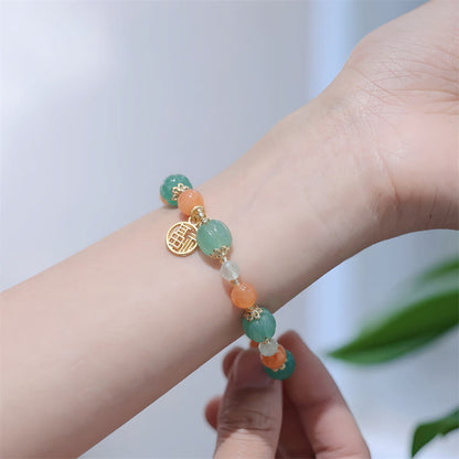 Pulsera de la riqueza con cuentas de calabaza de jade de seda dorada natural y piedras de Buda 