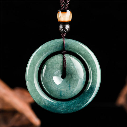 Buddha Steine ​​Natürliche Runde Jade Frieden Schnalle Glück Wohlstand Halskette Anhänger