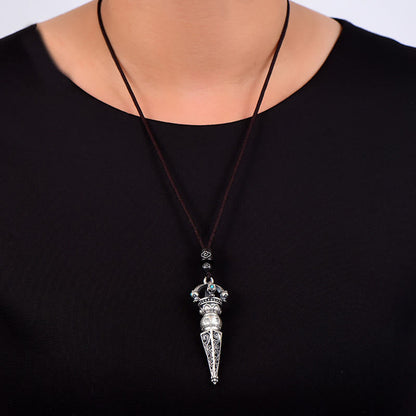 Colgante de collar giratorio con diseño de sabiduría de Buda, Om Mani Padme Hum tibetano, Dorje Vajra