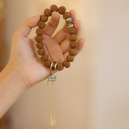 Pulsera tibetana de Rudraksha Bodhi con piedras de Buda y semillas de Bodhi.