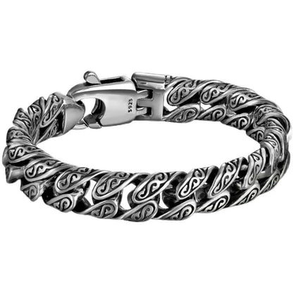 Pulsera de la suerte tallada con diseño floral de la dinastía Tang y piedras de Buda