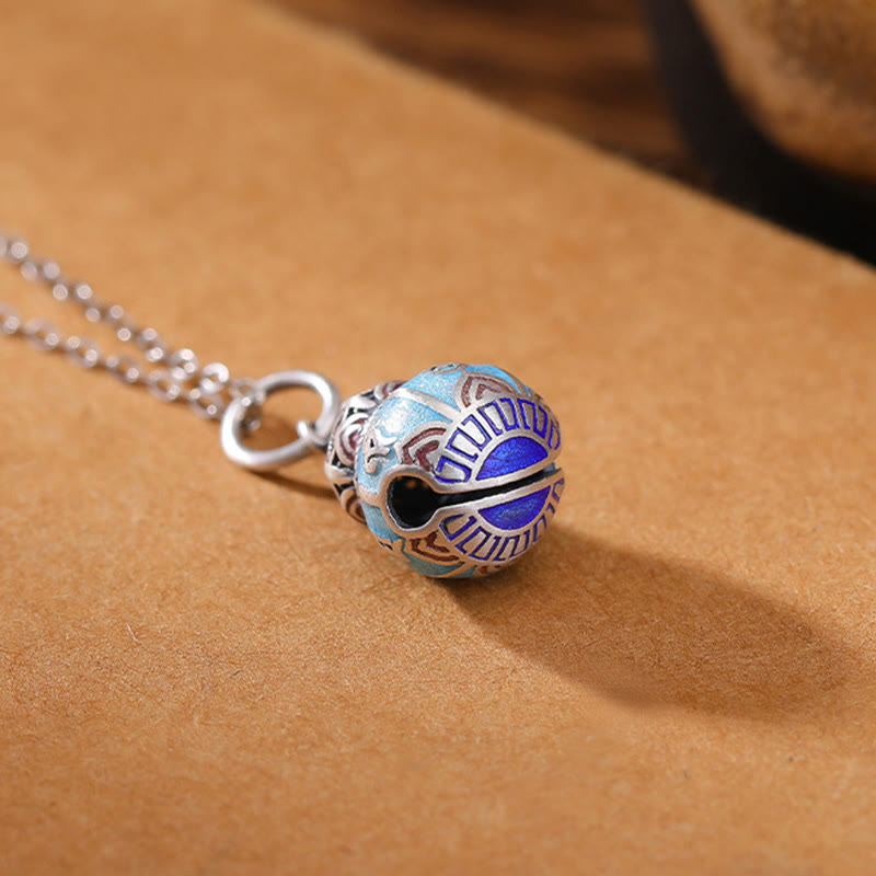 Collar con colgante de sabiduría con diseño de calabaza grabada Om Mani Padme Hum en plata de ley 999 y piedras de Buda