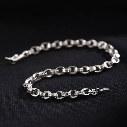 Buddha Stones 925 Sterling Silver Om Mani Padme Hum Carved Design Creativity Metal Bracelet