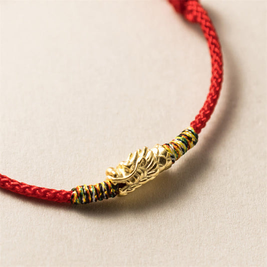 Pulsera de cuerda roja con piedras de Buda en plata de ley 925 y el Año del Dragón: Suerte y Fuerza