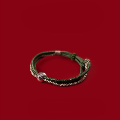 Pulsera de cuerda con piedras de Buda en plata de ley 925, con la diosa de la riqueza y la suerte del zakiram tibetano.