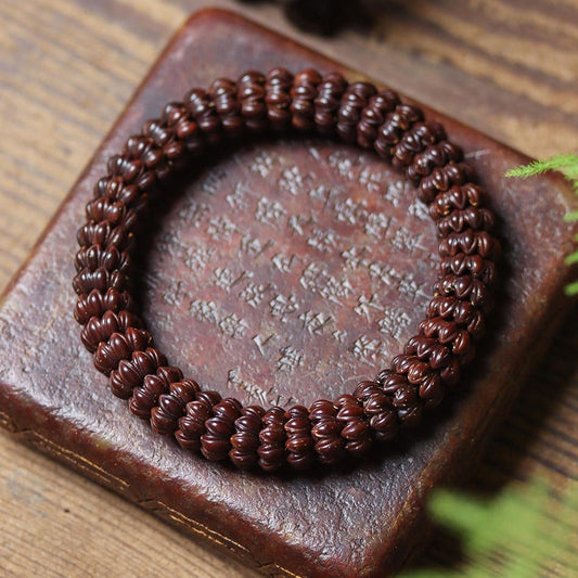 Pulsera Bodhi de cuentas de loto de rata de oro púrpura natural: cuentas de Buda para la buena suerte 