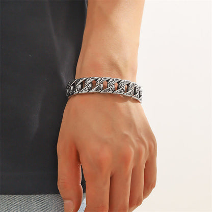 Pulsera de acero de titanio con piedras de Buda y mantra Om Mani Padme Hum tibetano 